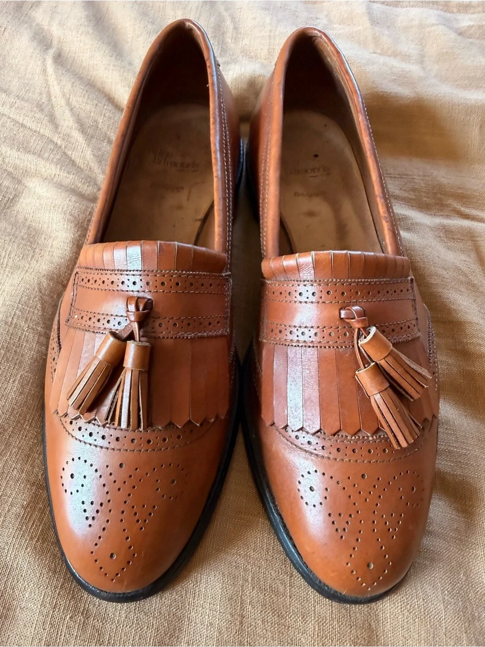 Allen Edmonds Cognac Leather Tassel Kiltie Loafers